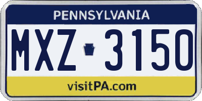 PA license plate MXZ3150