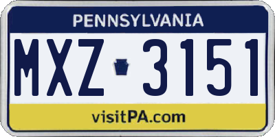 PA license plate MXZ3151