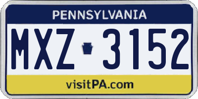 PA license plate MXZ3152