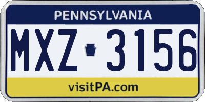 PA license plate MXZ3156