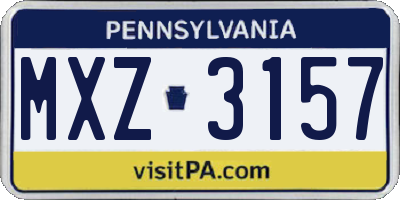 PA license plate MXZ3157