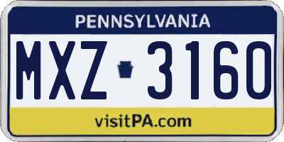 PA license plate MXZ3160