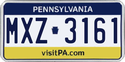 PA license plate MXZ3161