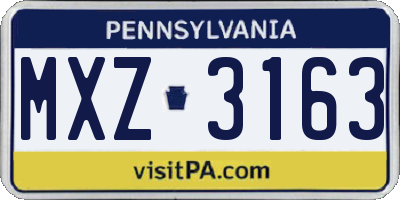 PA license plate MXZ3163