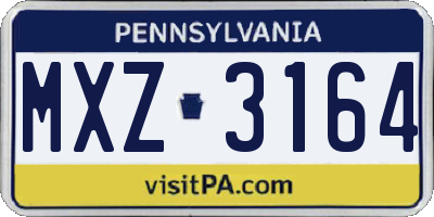 PA license plate MXZ3164