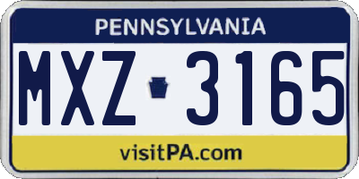 PA license plate MXZ3165