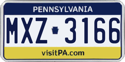 PA license plate MXZ3166