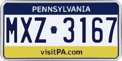 PA license plate MXZ3167