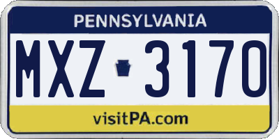 PA license plate MXZ3170