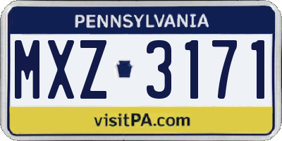 PA license plate MXZ3171
