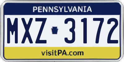 PA license plate MXZ3172