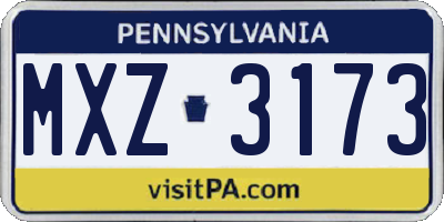PA license plate MXZ3173