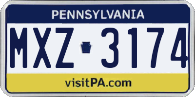 PA license plate MXZ3174