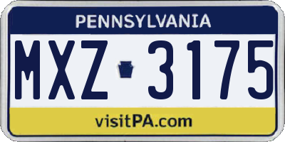 PA license plate MXZ3175
