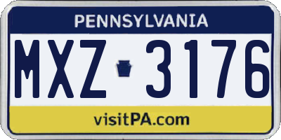 PA license plate MXZ3176