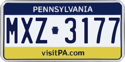 PA license plate MXZ3177