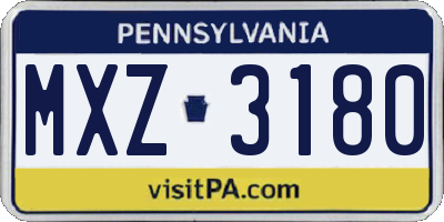 PA license plate MXZ3180