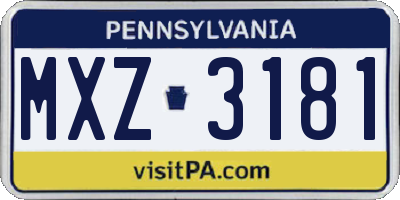 PA license plate MXZ3181