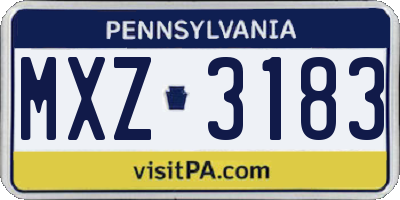 PA license plate MXZ3183