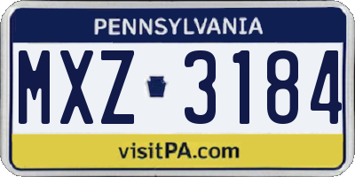 PA license plate MXZ3184