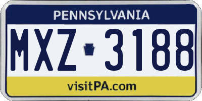 PA license plate MXZ3188