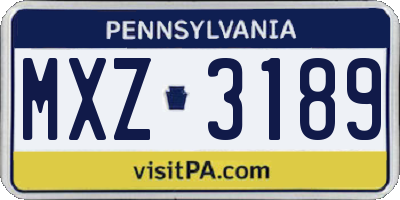 PA license plate MXZ3189