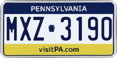 PA license plate MXZ3190