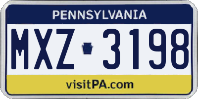 PA license plate MXZ3198
