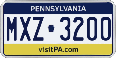 PA license plate MXZ3200