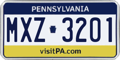 PA license plate MXZ3201