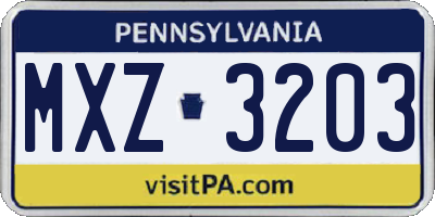 PA license plate MXZ3203