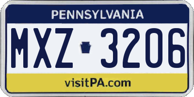 PA license plate MXZ3206