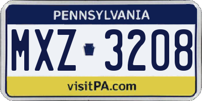 PA license plate MXZ3208