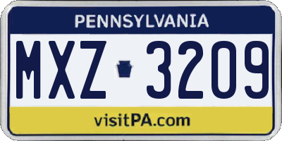 PA license plate MXZ3209