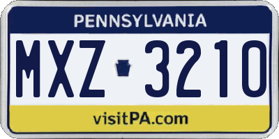 PA license plate MXZ3210