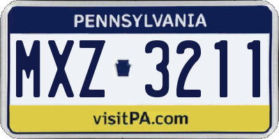 PA license plate MXZ3211