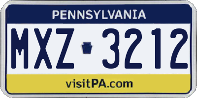 PA license plate MXZ3212
