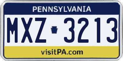 PA license plate MXZ3213