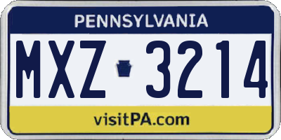 PA license plate MXZ3214