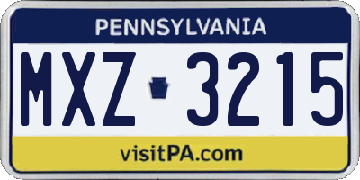 PA license plate MXZ3215