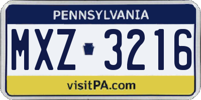 PA license plate MXZ3216