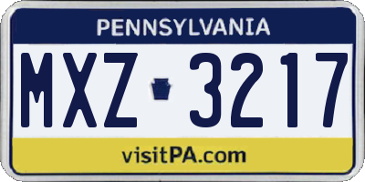 PA license plate MXZ3217