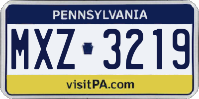 PA license plate MXZ3219