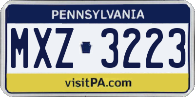 PA license plate MXZ3223