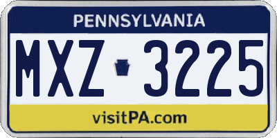 PA license plate MXZ3225