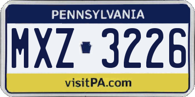 PA license plate MXZ3226