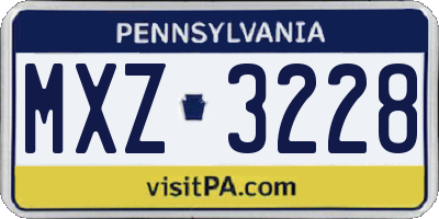 PA license plate MXZ3228