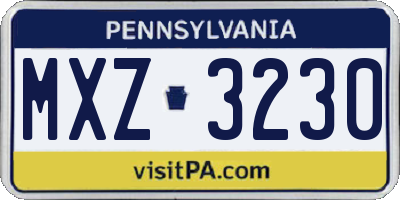 PA license plate MXZ3230