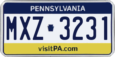 PA license plate MXZ3231