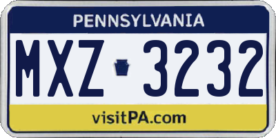 PA license plate MXZ3232